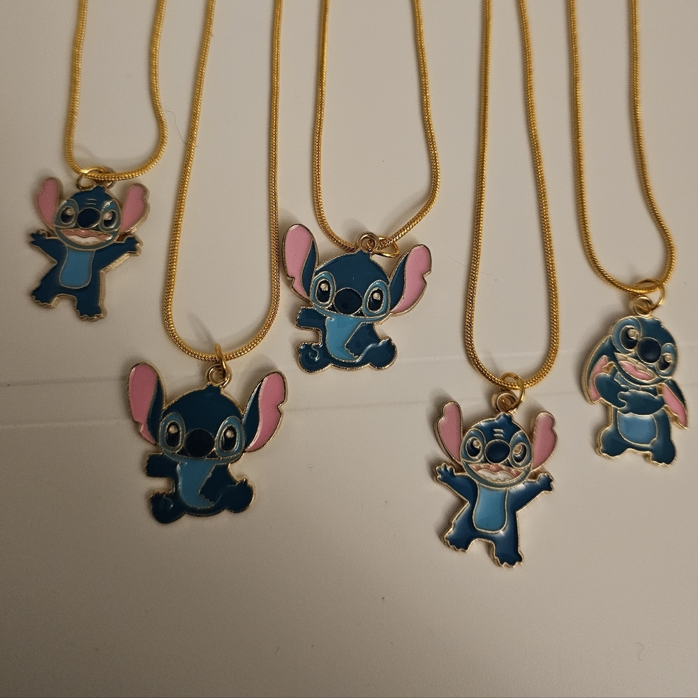 Blue Stitch Character Pendant Necklace - Cute Disney-Inspired Jewelry